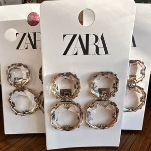 ZARA Clear Double Stone Earrings